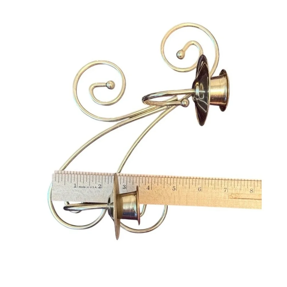 Vtg Pair 2 Home‎ Interior & Gifts Gold Twisted Metal Wire Wall Candle Sconce Mcm